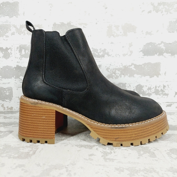 New Mia Alejandro Black Leather Platform Boots M703 - Picture 4 of 11